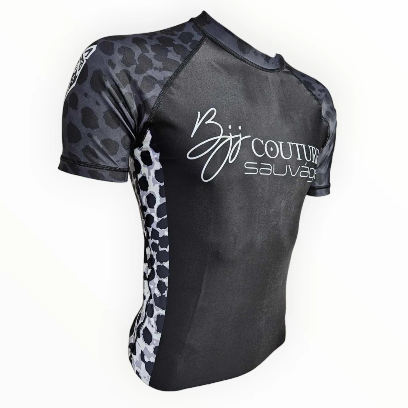 Leopard Print Black & Grey Rashguard