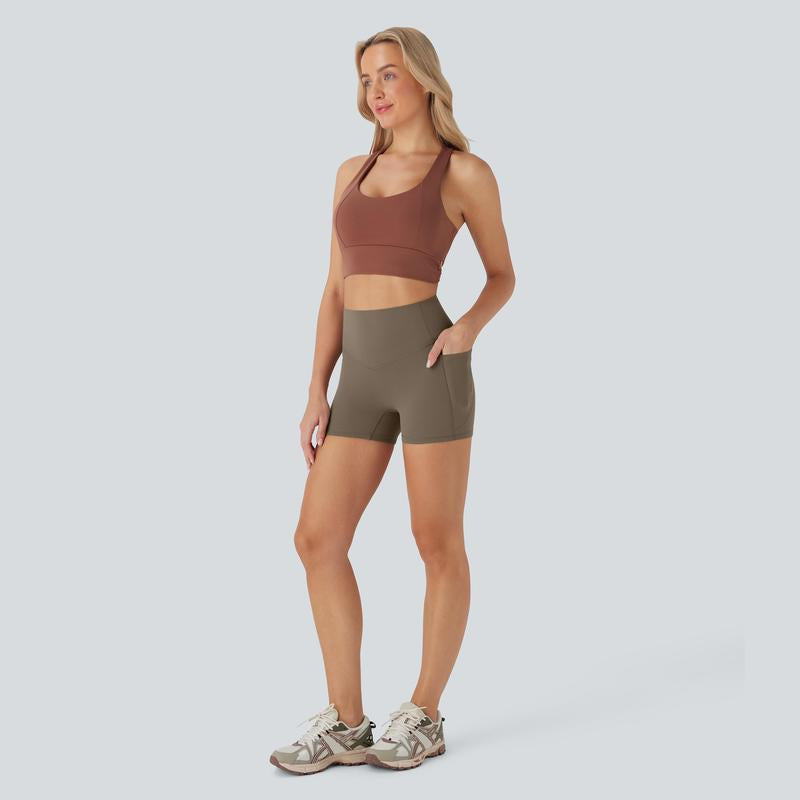 Halara Ultrasculpt Socinched High Waisted Tummy Control Side Pocket Shaping Training Biker Shorts 3'' #Dealsforyoudays
