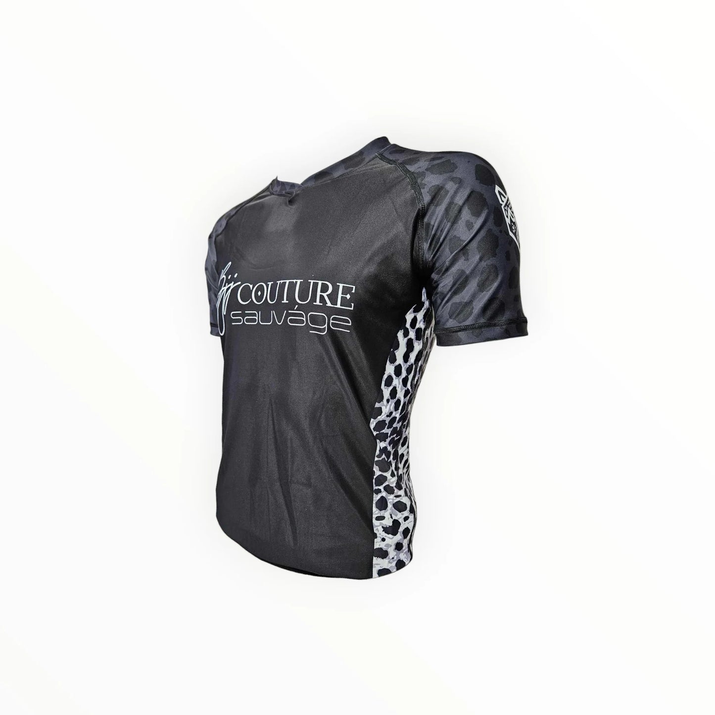Leopard Print Black & Grey Rashguard