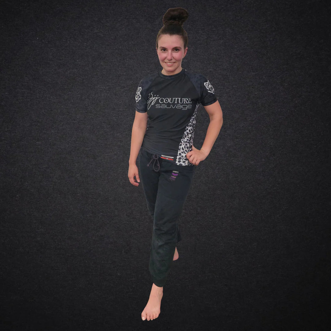 Leopard Print Black & Grey Rashguard