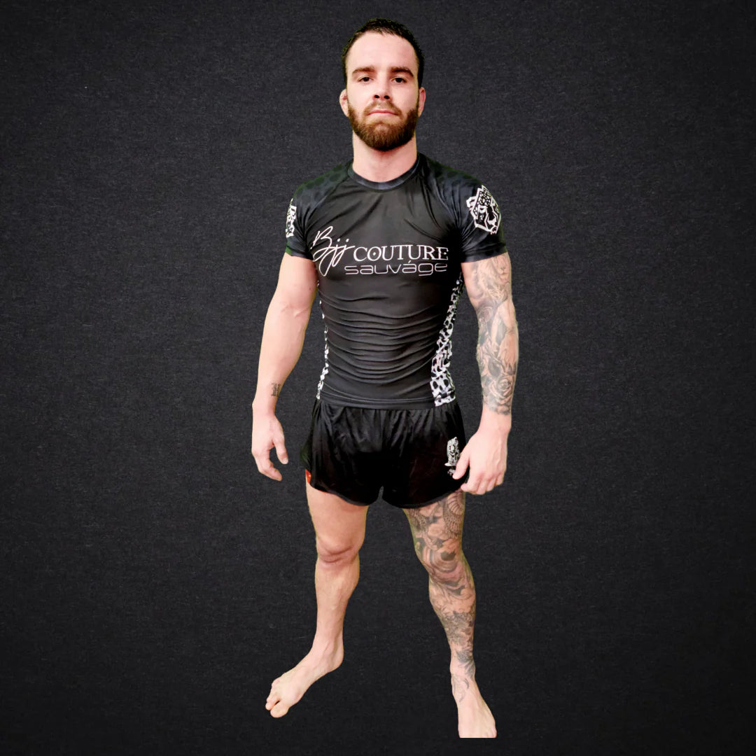 Leopard Print Black & Grey Rashguard