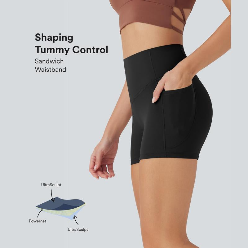 Halara Ultrasculpt Socinched High Waisted Tummy Control Side Pocket Shaping Training Biker Shorts 3'' #Dealsforyoudays