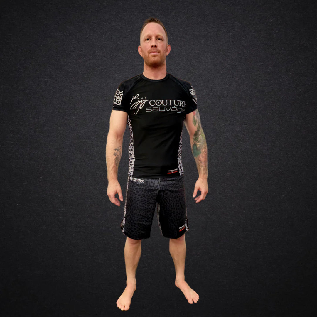 Leopard Print Black & Grey Rashguard