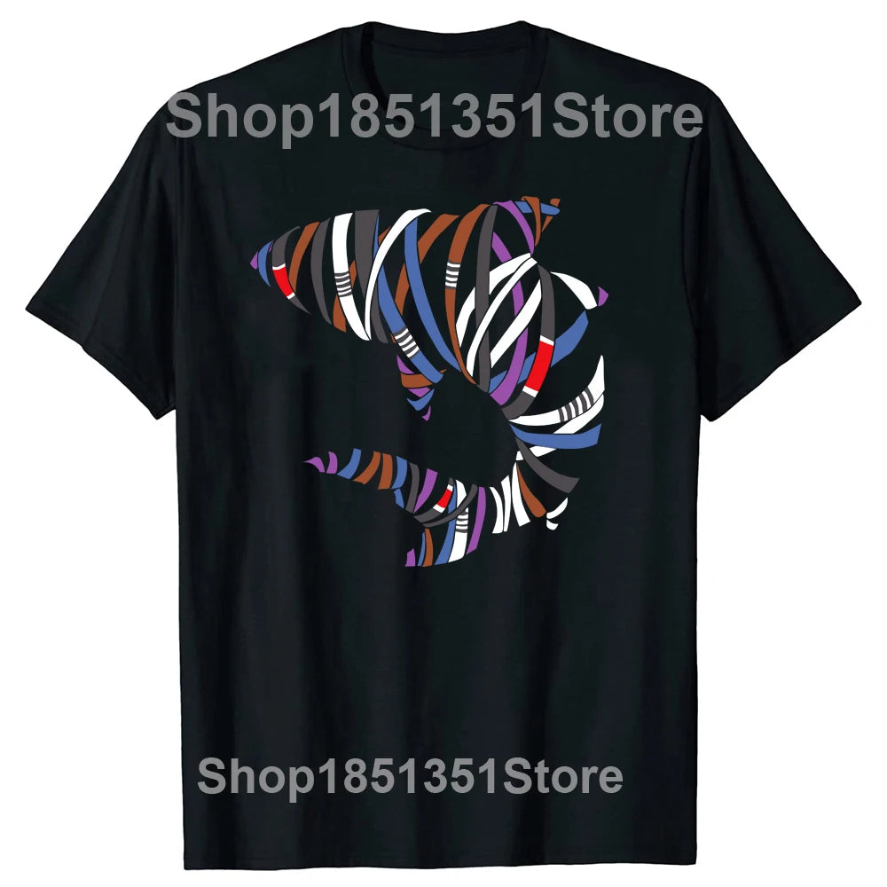 Funny Bjj Jiu Jitsu Belt Shark T Shirts Summer Fighting Sport Cotton Streetwear Short Sleeve Birthday Gifts T-Shirt Men