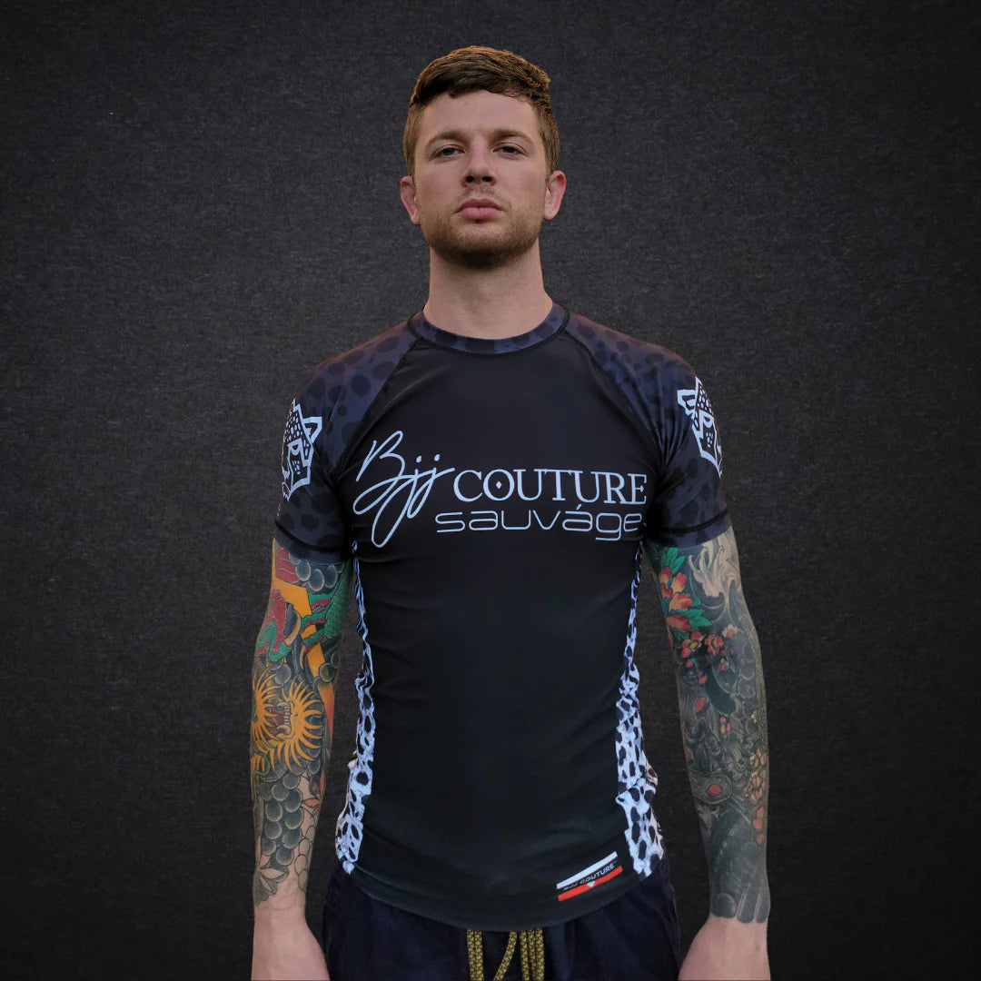 Leopard Print Black & Grey Rashguard