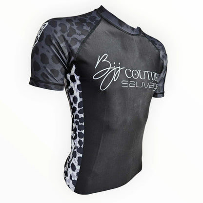 Leopard Print Black & Grey Rashguard