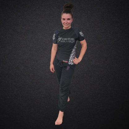 Leopard Print Black & Grey Rashguard