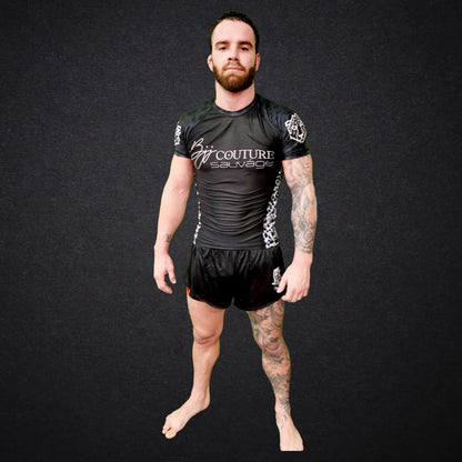 Leopard Print Black & Grey Rashguard