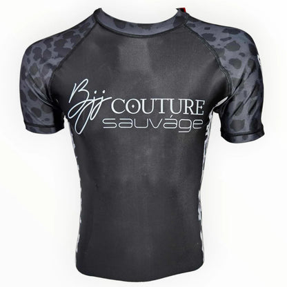 Leopard Print Black & Grey Rashguard