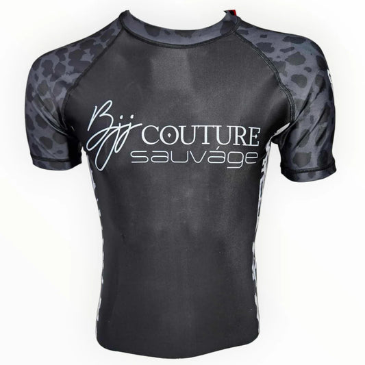 Leopard Print Black & Grey Rashguard