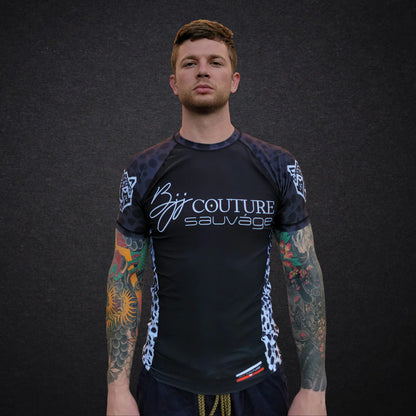 Leopard Print Black & Grey Rashguard